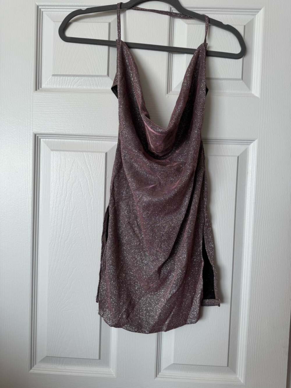 Mauve Shimmery Halter Dress Open Back Size Medium New With Tags.